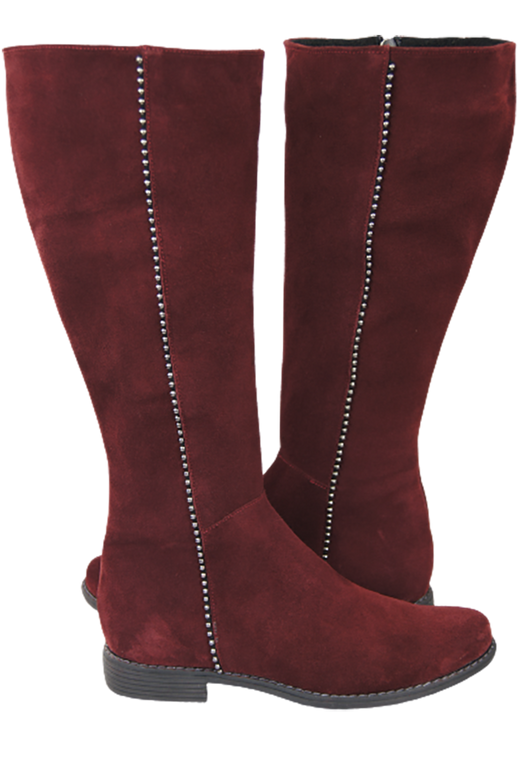 Schuhe Damenstiefel, Naturleder, Velours 153, Burgund ElitaBut