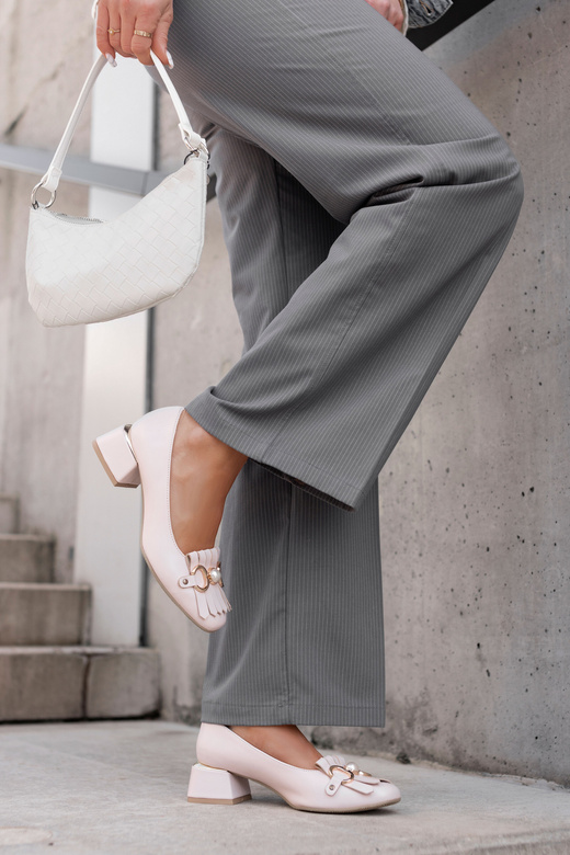 Damenschuhe Pumps verziert mit Fransen Rosa Puder Naturleder 195 ElitaBut