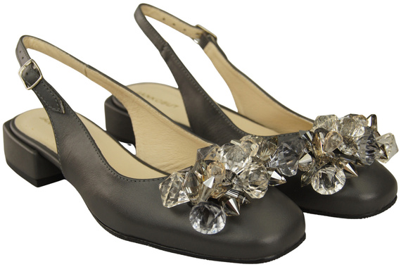 Damen Schuhe Graphit Sandalen mit Kristallen Naturleder 215 ElitaBut