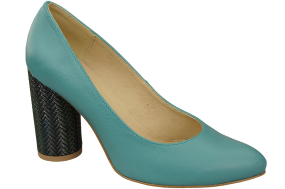 Damenschuhe Türkise Pumps Naturleder Bunter Zierabsatz 194 ElitaBut