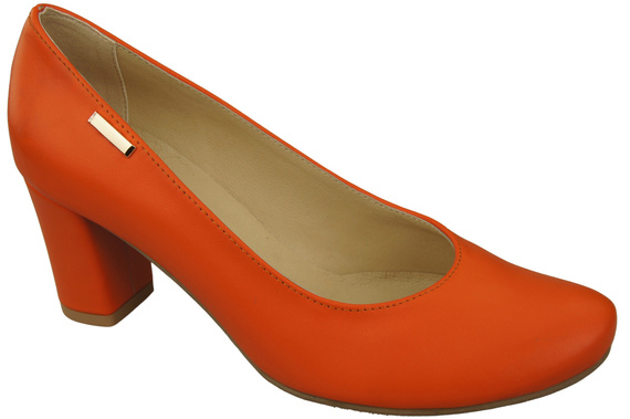 Klassische Damen Orange Leder Mandel Nase Pumps 201 ElitaBut