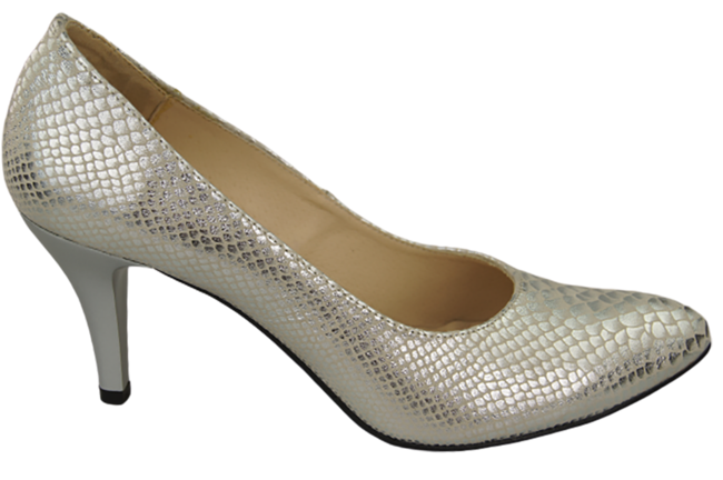 Damenschuhe Silber Pumps Schlangenmotiv Naturleder 150 ElitaBut