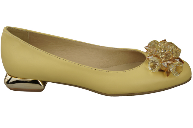 Damen Banane Pumps mit Kristallen flach Naturleder 216 ElitaBut
