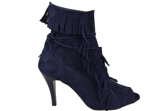 Damenschuhe Peep-Toe-Stiefeletten, natürliches Wildleder, Marineblau 964 ElitaBut