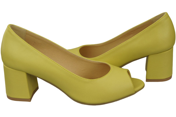 Damenschuhe PEEP TOE Lemon Pumps Naturleder mit beschichtetem Absatz 192 ElitaBut