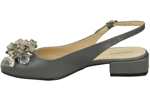 Damen Schuhe Aschgrau Sandalen mit Kristallen Naturleder 215 ElitaBut