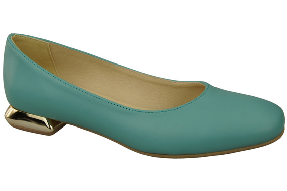 Flache Frauen Schuhe Türkis Dekorative Ferse Naturleder 209 ElitaBut