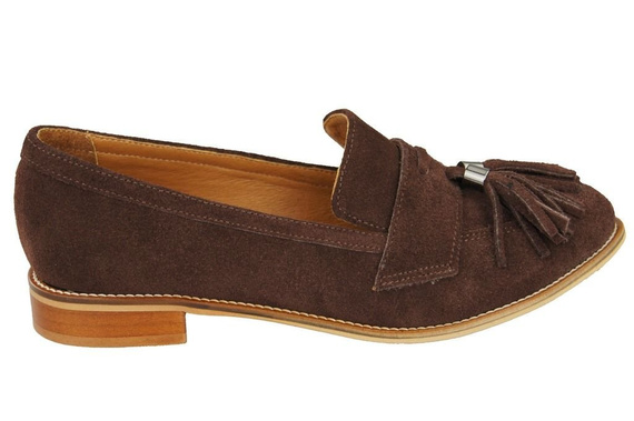 Schuhe Damen Mokassins Naturleder Velour Schokolade 134 ElitaBut