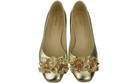 Damen Gold Pumps mit Kristallen flach Naturleder 216 ElitaBut