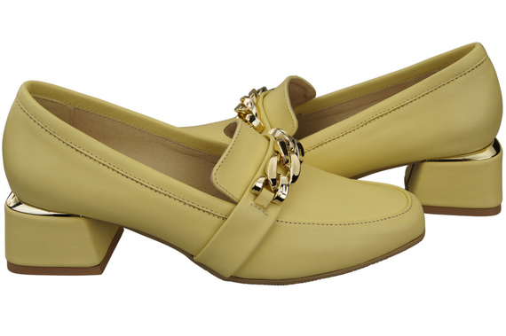 Damenschuhe mit Zierkette Pumps Mokassins Naturleder 193 Banana ElitaBut