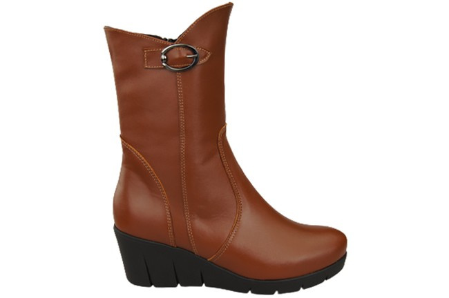 Damen-Keilstiefel, Naturleder, Braun 178 ElitaBut