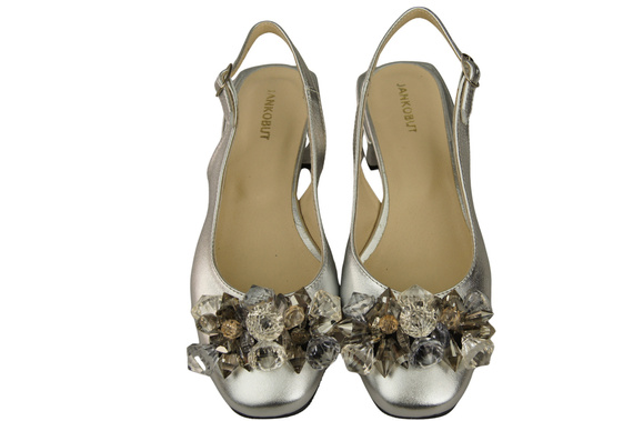 Damen Schuhe Silber Sandalen mit Kristallen Naturleder 215 ElitaBut