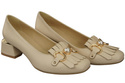 Damenschuhe Pumps mit Fransen verziert Beige Naturleder 195 ElitaBut