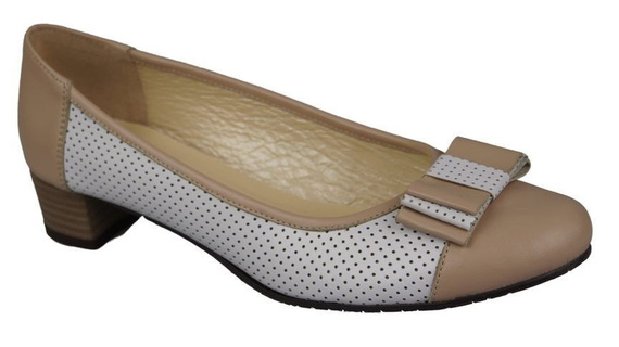 Damenschuhe Pumps, Naturleder, Weiß Cappuccino 732 ElitaBut