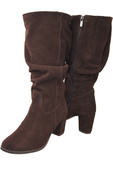 Schuhe Damenstiefel, Naturleder, Velours 141 Chocolate ElitaBut