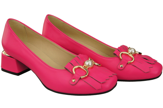Damenschuhe Pumps verziert mit Fransen Neonrosa Naturleder 195 ElitaBut
