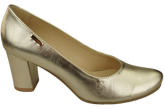 Klassische Damen Gold Leder Mandel Nase Pumps 201 ElitaBut