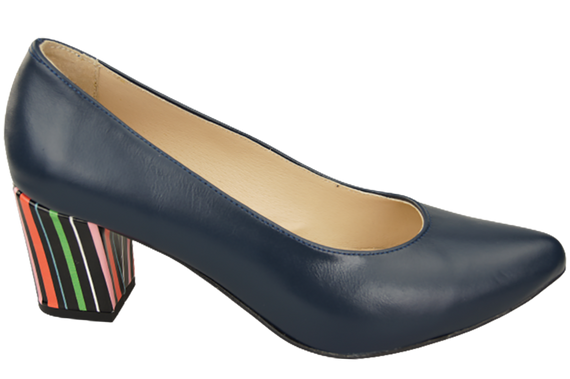 Damenschuhe Marineblaue Pumps aus Naturleder mit dekorativem Absatz 158 ElitaBut