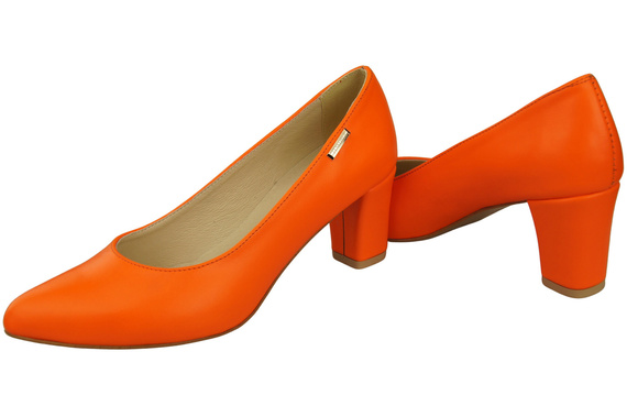 Klassische Glatt Damen Orange Naturleder Schuhe 213 ElitaBut