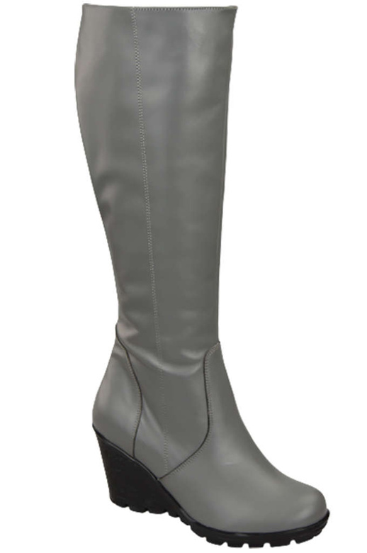 Damenschuhe Keilstiefel, Naturleder, Grau 745 ElitaBut