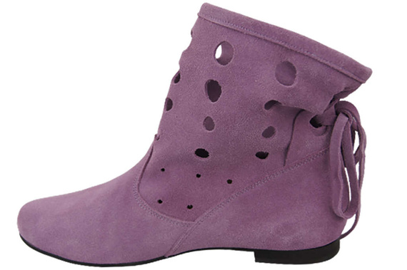 Schuhe Damen-Stiefeletten, natürliches Veloursleder, Lila 160 ElitaBut