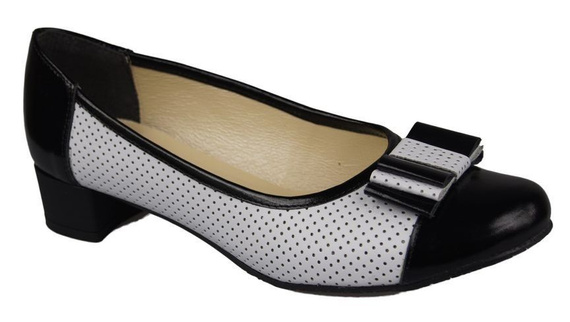Damenschuhe Pumps Naturleder Weiß Schwarz 732 ElitaBut