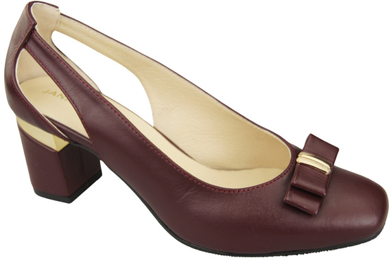 Schuhe Damen Burgunderrote Pumps aus Naturleder mit dekorativem Absatz 199 ElitaBut