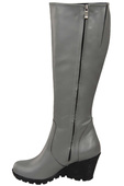 Damenschuhe Keilstiefel, Naturleder, Grau 745 ElitaBut
