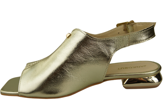 Bequeme Frauenschuhe Sandalen Gold Flacher Goldabsatz Naturleder 207 ElitaBut