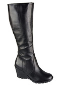 Schuhe Damen-Keilstiefel, Naturleder, Schwarz 745 ElitaBut