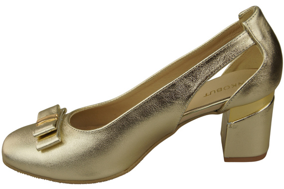 Schuhe Damen Gold Pumps aus Naturleder mit dekorativem Absatz 199 ElitaBut