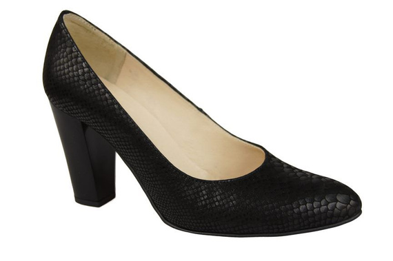 Damenschuhe Pumps, Naturleder, Schuppenmotiv, Schwarz 926 ElitaBut