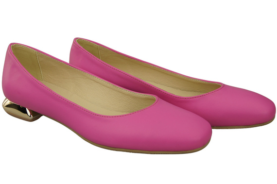 Flache Frauen Schuhe Fuchsie Dekorative Ferse Naturleder 209 ElitaBut