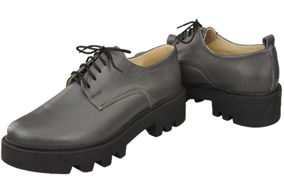 Schuhe Damen Schnürschuhe Graphit Leder Natur 180 ElitaBut