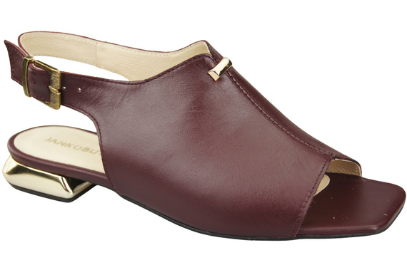 Bequeme Frauenschuhe Sandalen Burgund Flacher Goldabsatz Naturleder 207 ElitaBut