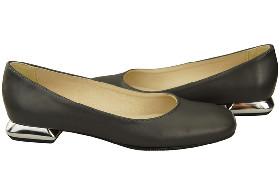 Flache Frauen Schuhe Graphit Dekorative Ferse Naturleder 209 ElitaBut