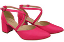 Elegante Neon Rosa Ledersandalen mit offener Seite und stabilem Absatz 218 ElitaBut