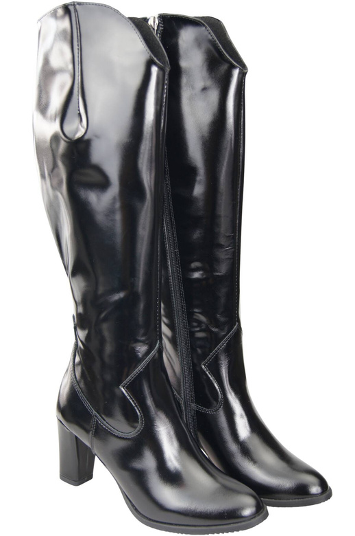 Stilvolle Damen Schwarz glänzend Stiletto Stiefel Naturleder 211 ElitaBut