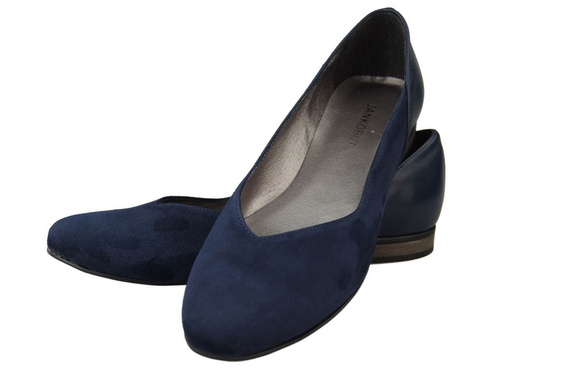 Damen-Ballerinas, Naturleder, Marineblau 984 ElitaBut