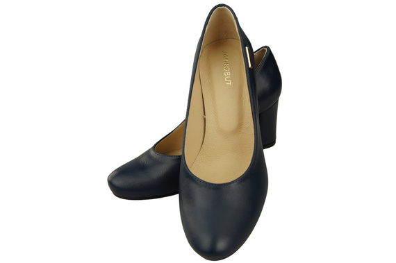 Klassische Damen Marineblaues Leder Mandel Nase Pumps 201 ElitaBut