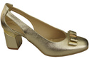 Schuhe Damen Gold Pumps aus Naturleder mit dekorativem Absatz 199 ElitaBut