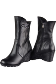 Damen-Keilstiefel, Naturleder, Schwarz 750 ElitaBut