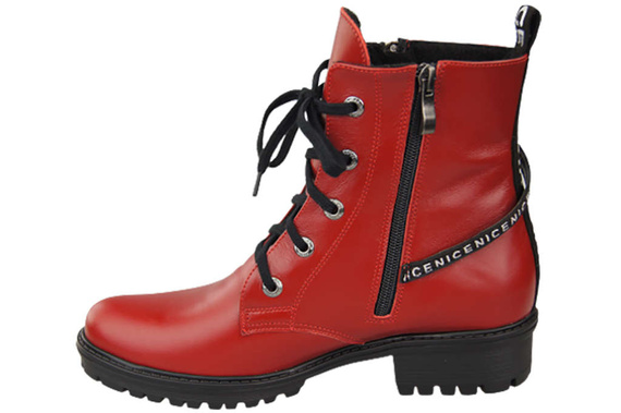 Schuhe Damen-Stiefeletten mit der Aufschrift NICE, Naturleder, Rot 173 von ElitaBut