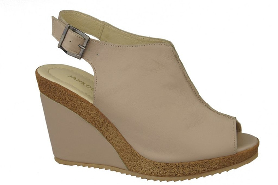 Schuhe Damen Sandalen Keil Naturleder Cappuccino Lico 992 ElitaBut