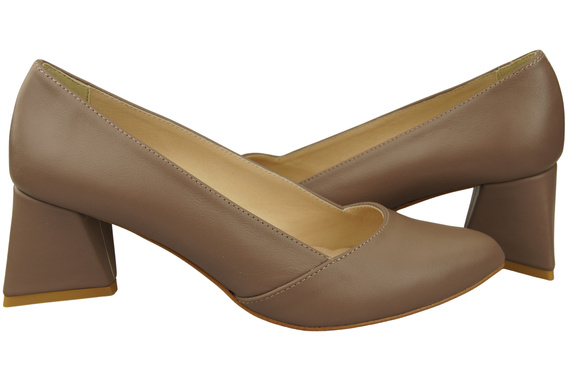 Damen Pumps Cappuccino Dunkel Echtleder Spitz Zehen Absatz ElitaBut 221