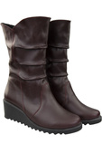 Schuhe Damen-Keilstiefel Winter, Naturleder, Burgunderrot 140 ElitaBut