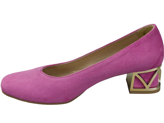 Bequeme Damenschuhe Fuchsie Pumps mit dekorativem Absatz Natürliches Wildleder 219 von ElitaBut