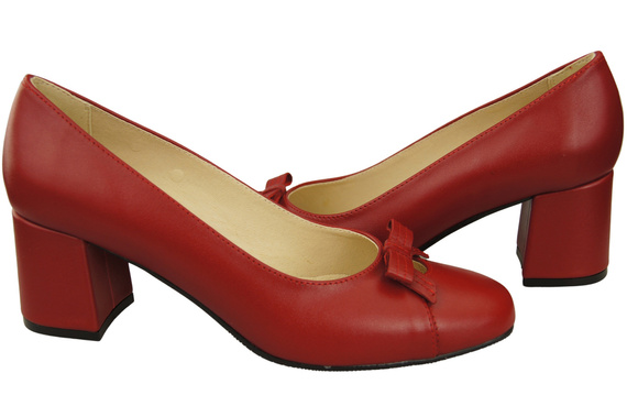 Damen Pumps mit Schleife Rot Naturleder und niedrigem Absatz 203 ElitaBut