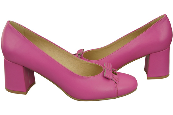 Damen Pumps mit Schleife Fuchsie Naturleder und niedrigem Absatz 203 ElitaBut