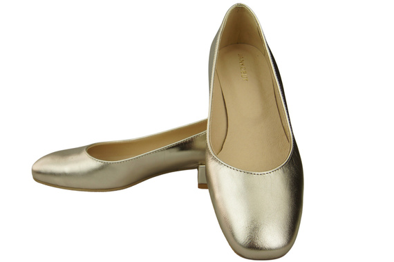 Bequeme Frauen Schuhe Gold Flats Natural Leder 204 ElitaBut